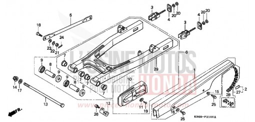 SCHWINGARM HINTEN/KETTENGEHAEUSE CB250X de 1999